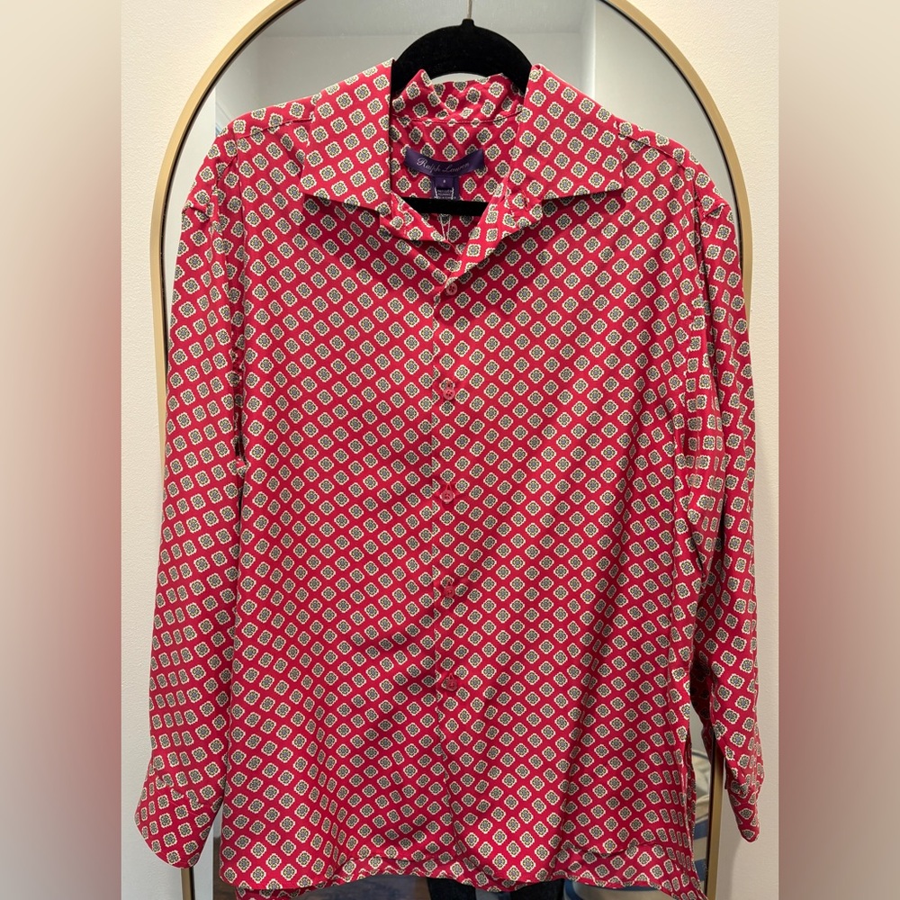 NWT Ralph Lauren Cagney Printed Silk Blouse